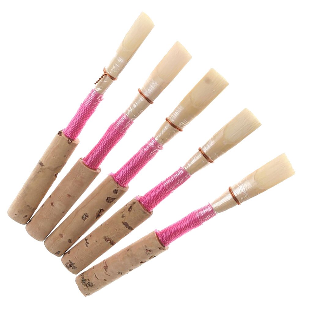 5 uds cañas para oboes junco Rosa fuerza media con caja de plástico Oboe para principiantes accesorios para Oboe