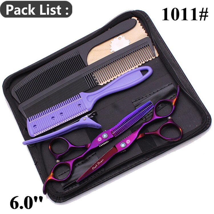 Purple Dragon 6" JP Steel Hairdresser Set Haircut Thinning Shears Hair Cutting Scissors Barber Scissors 1011# Gold: 1011 Zi K-A-6Y