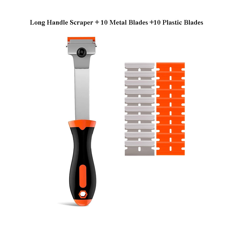 Raspador de lâmina de barbear, raspador de vidro de dois gumes com lâminas de plástico de metal, raspador multiuso para remover decalques adesivos: Dourado