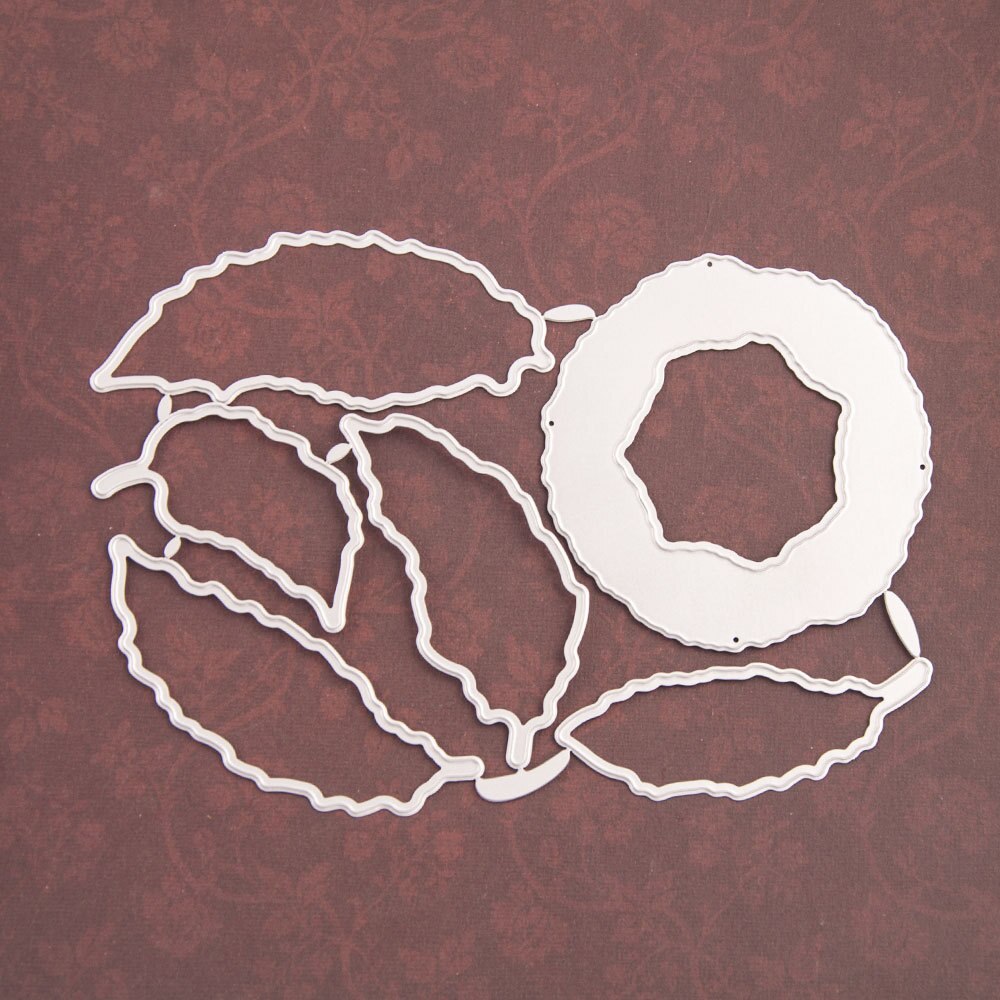 Wyse stämpel och stansar set fjäder klara stämplar krans metall skär stansar för diy scrapbooking stämpel med stansverktyg