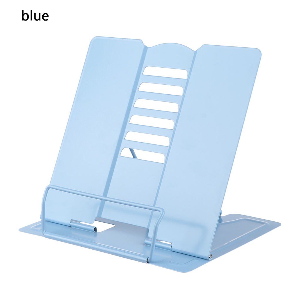 1PC Portable Metal Adjustable Reading Book Holder Foldable Document Shelf Bookstand Display Stand Office School Supply: blue