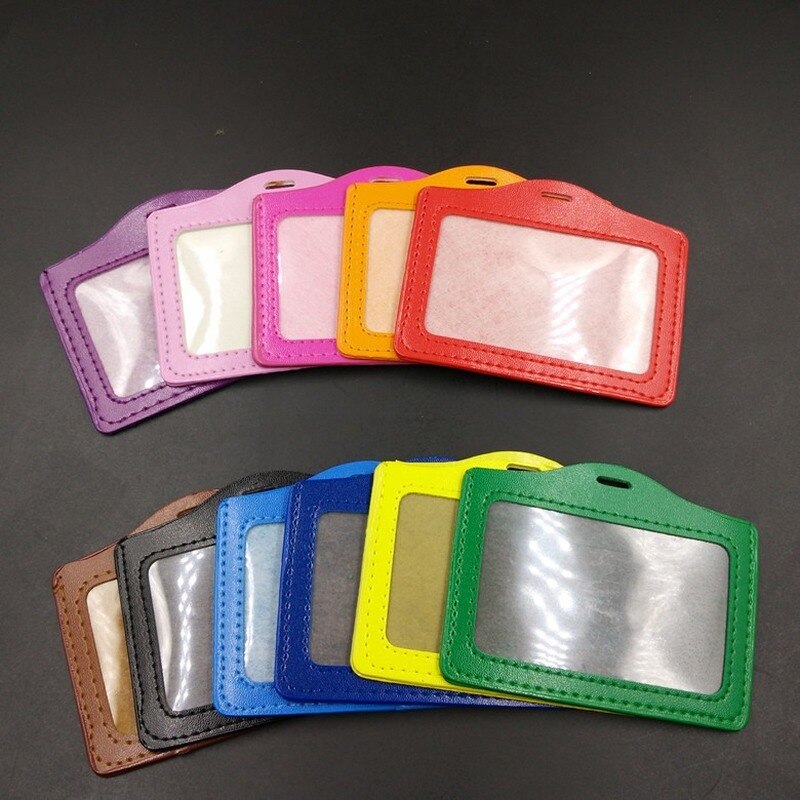 Business Badge Transparent Card Holder Bag PU Women Employee Transparent Card Cover Student PU Leather ID Name Card Holder Bags