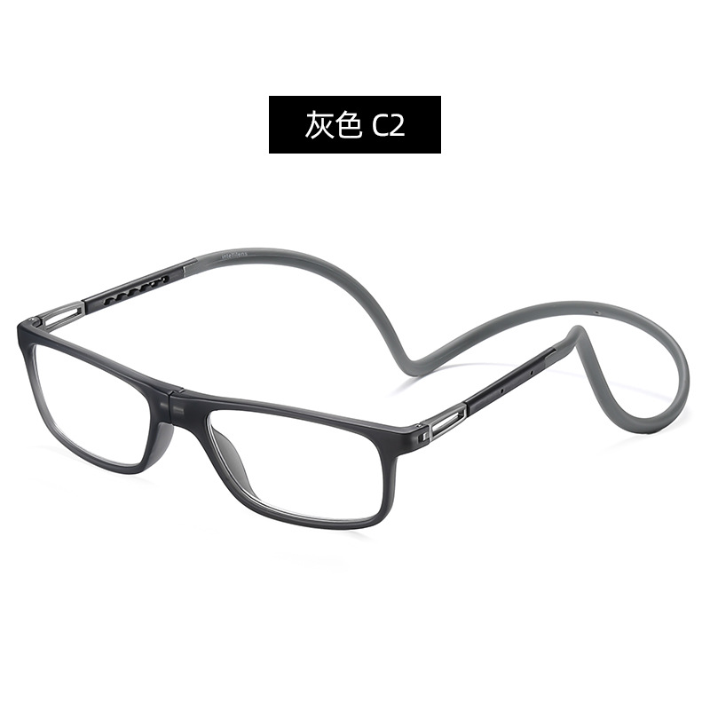 Portable Reading Glasses High Definition Resin Folding Presbyopic Eyeglasses TR90 Material Flexible Frame Easy to Wear: DARK GRAY / +100
