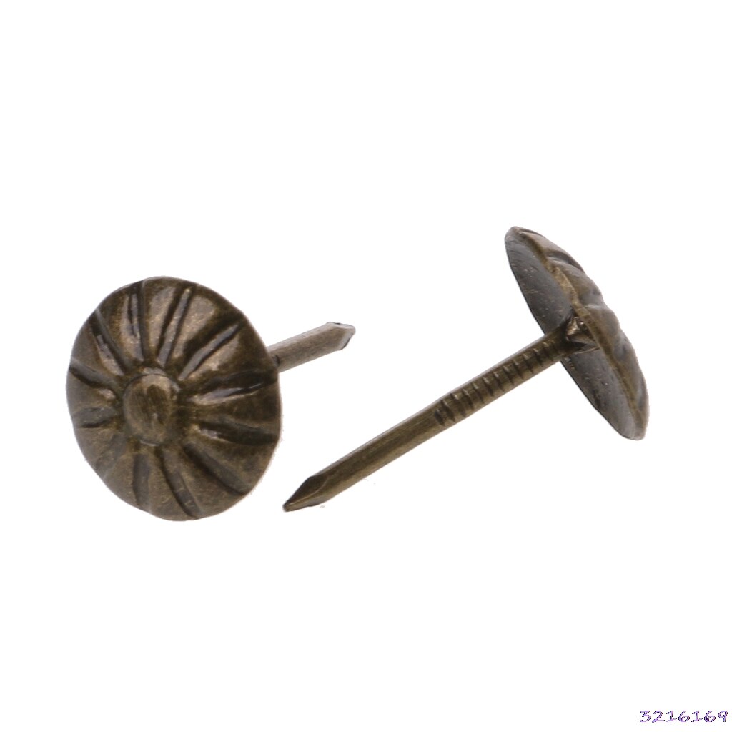 100 stk antik messing polstring søm stift stud pushpin dørnail hardware dekoration -34#