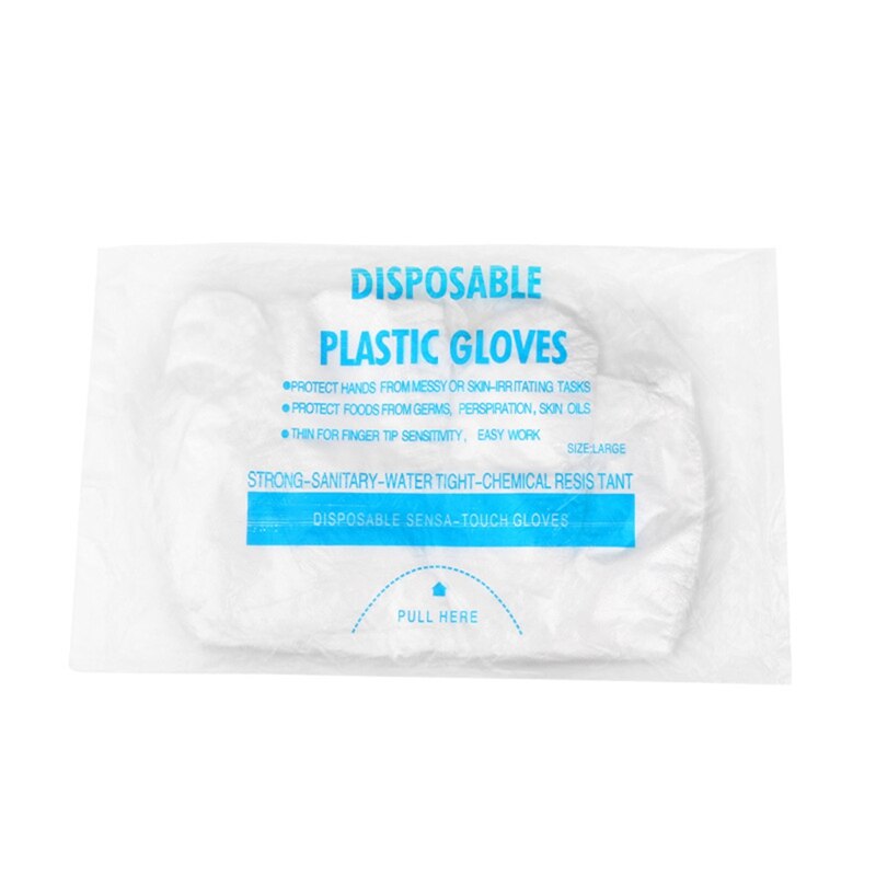 Verdikte transparante 100 stuks keukenaccessoires koken milieuvriendelijk voor voedselreiniging plastic wegwerphandschoenen