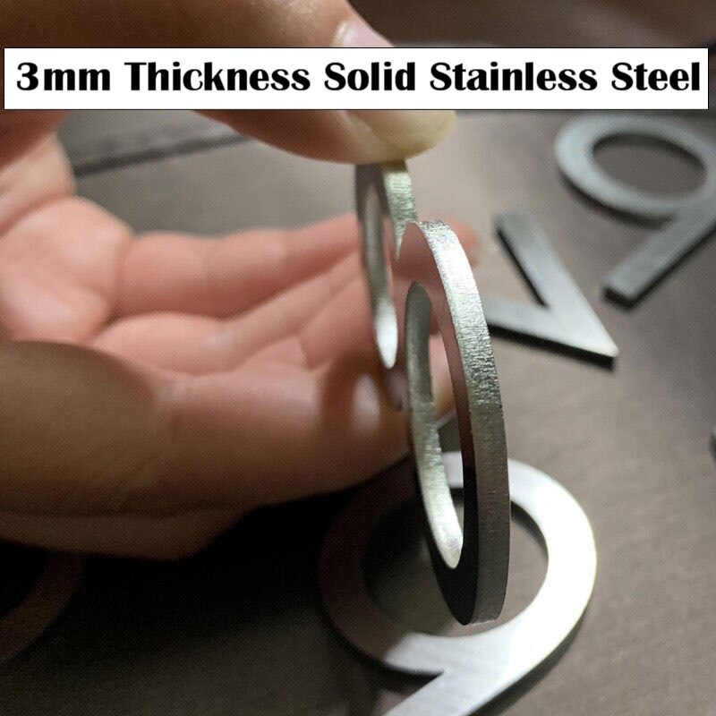 60mm Stainless Steel Self Adhesive House Number Sticker Metal Doorplate Home Door Plaque Numbers Sign For Mailbox Street Numbers