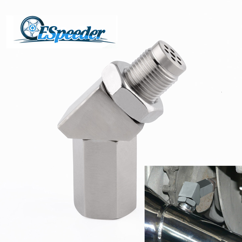 ESPEEDER M18x1.5 Oxygen Sensor Extender 45 Degree CEL Check Engine Light Fix O2 Sensor Spacer With Catalytic Converter