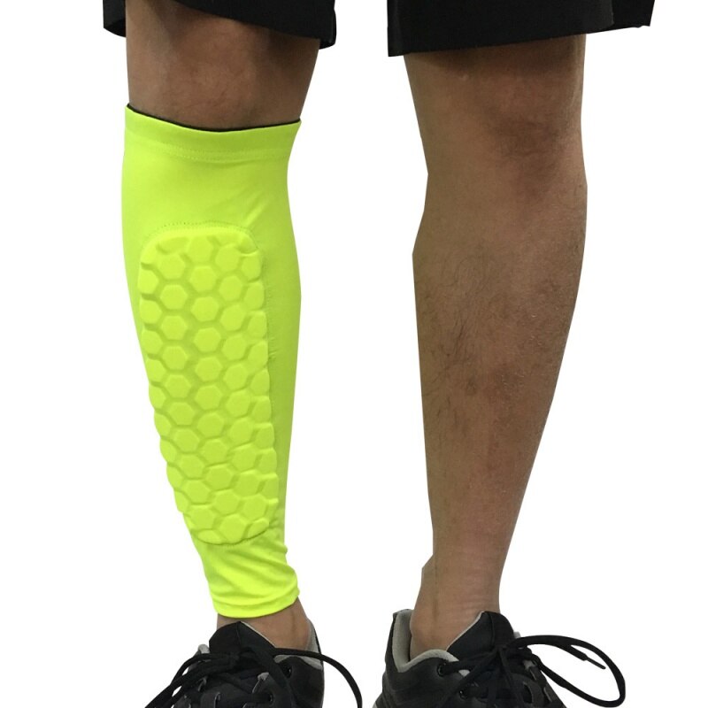 1Pcs Sport Basketbal Been Mouwen Honingraat Anti-Crash Compressie Been Kalf Mouw Fietsen Running Jogging Beenwarmers: Licht Groen / M