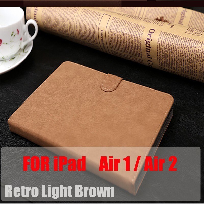 Coolaxy Scrub Pu Lederen Smart Case Voor Ipad Air 2 Air 1 Wakeup/Sleep Cover Case Voor Ipad Case 9.7 Voor 6th Generatie: Retro Light  Brown