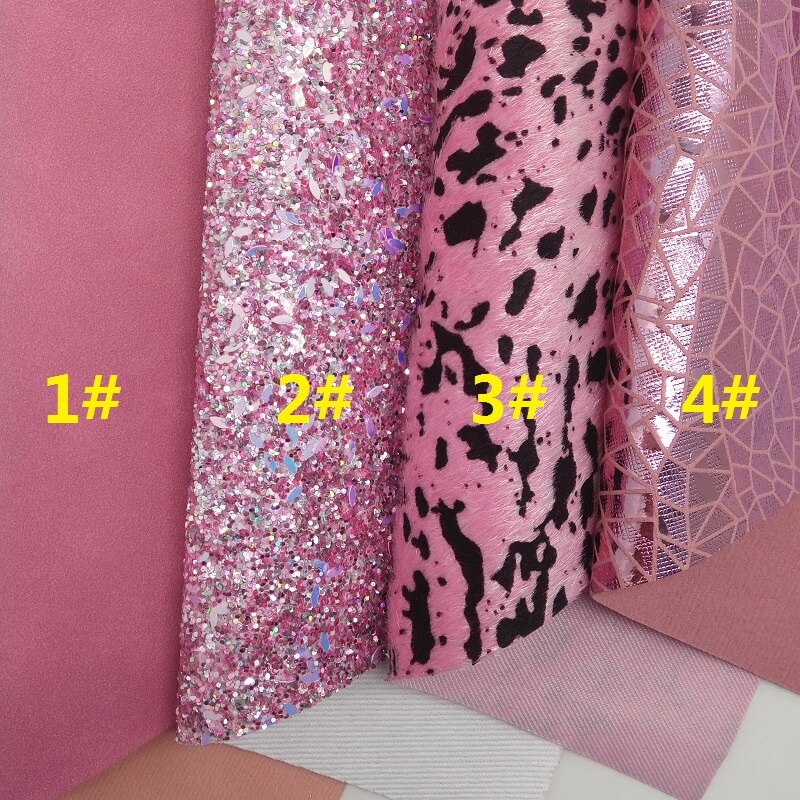 PINK Glitter Fabric, suede Synthetic Leather, Faux fur Fabric Sheets For Bow A4 21x29CM Twinkling Ming XM012H
