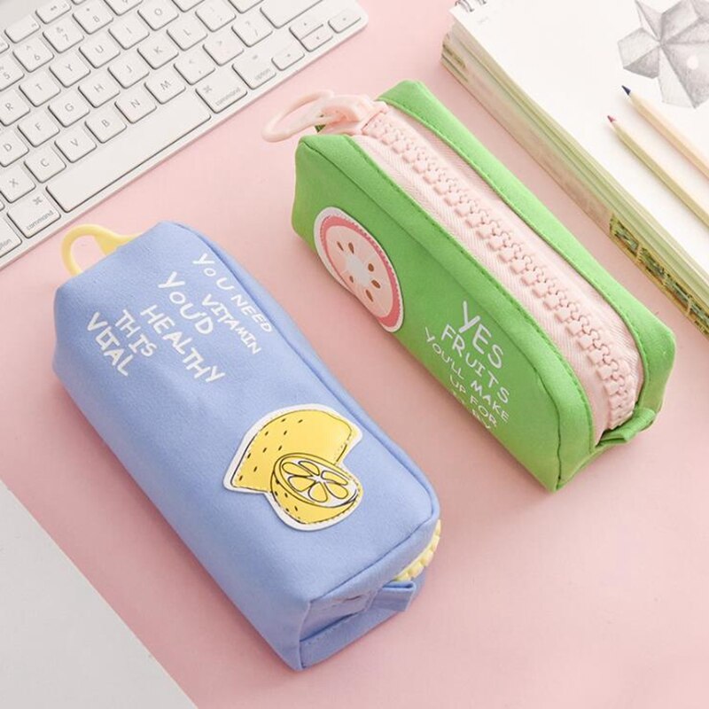 Grote Rits Etui School Etui Voor Meisjes Jongens Canvas Fruit Potlood Tas Leuke Pen Box Schoolbenodigdheden Student briefpapier