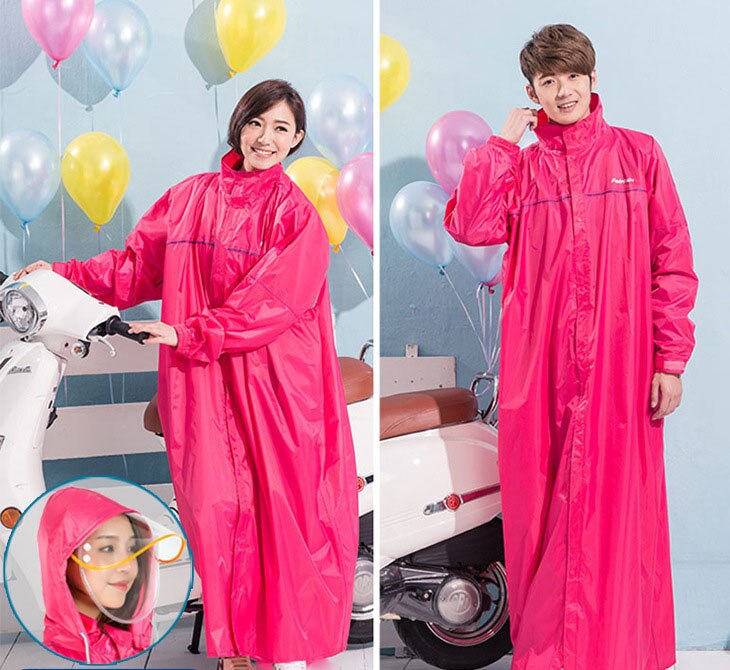 Lange Motorrad Regenmantel Mit Doppel Transparent Hüte Erwachsene Dick Eva Regen Mantel Impermiable Windschutz Kunststoff Graben Mantel: Rosa / L