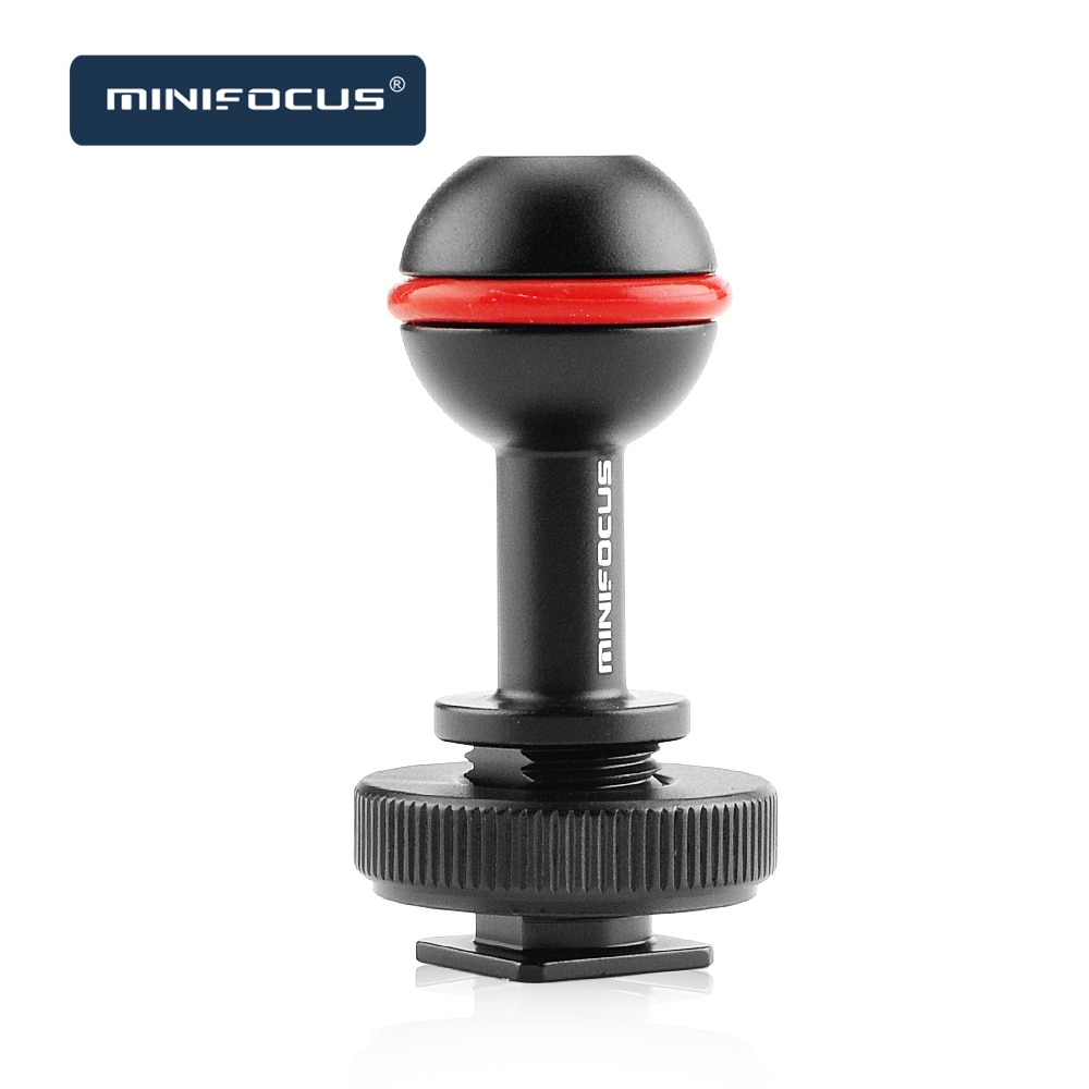 MINIFOCUS Cold Shoe Ball Mount Arm Base Adapter Turnable for Diving Housing Arm System Underwater Photography