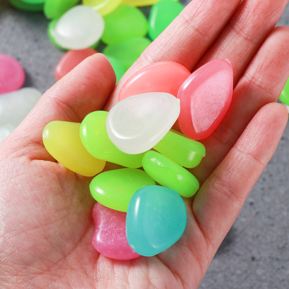 100 stuks lichtgevende keien, kiezelstenen, gloeiend in het donker voor aquarium, aquarium, grinddecoraties voor de tuin (blauw)