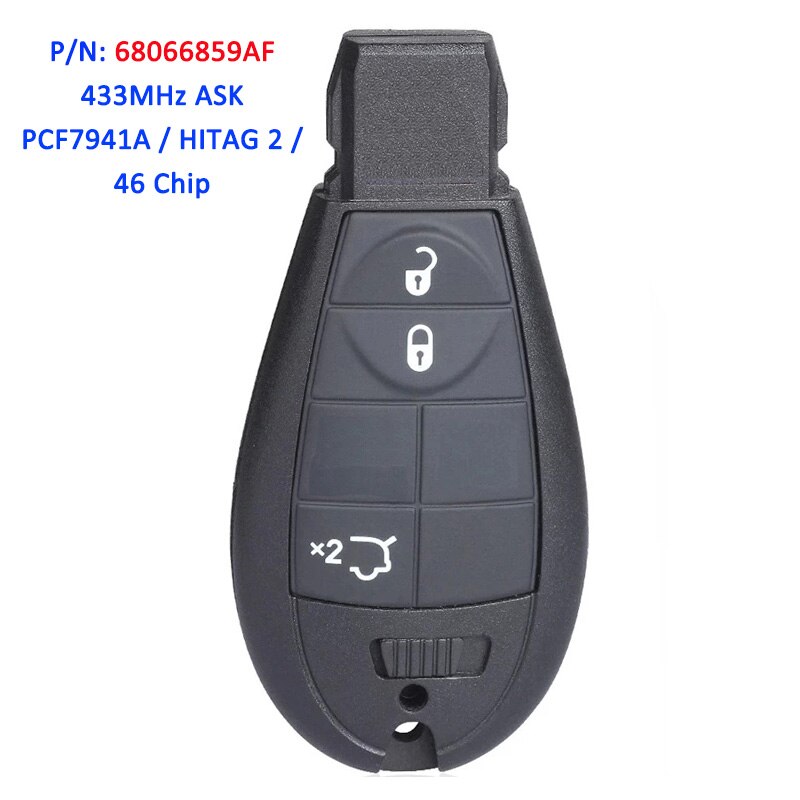 DIYKEY Smart Remote Fobik Car Key 2 / 3 / 5 Button 433MHz ID46 Chip per Chrysler Grand Voyager 300C 2009 2010 2011 2012 2013