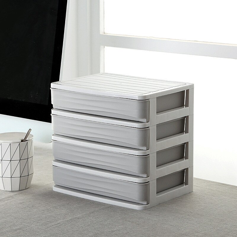 Large Capacity Makeup Organizer Cosmetics Storage Box Four Layer Drawer Jewelry Nail Polish Desktop Sundries Storage Box: Gray 4 Layer