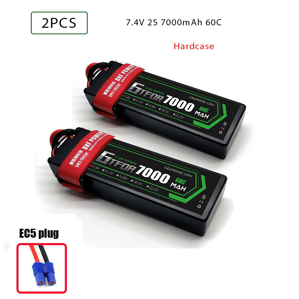 7.4V 5200 7000mAh 50C 60C 100C 120C GTFDR LiPo Battery Pack 2S HardCase For 1/8 1/10 RC Car Model Slash Emaxx