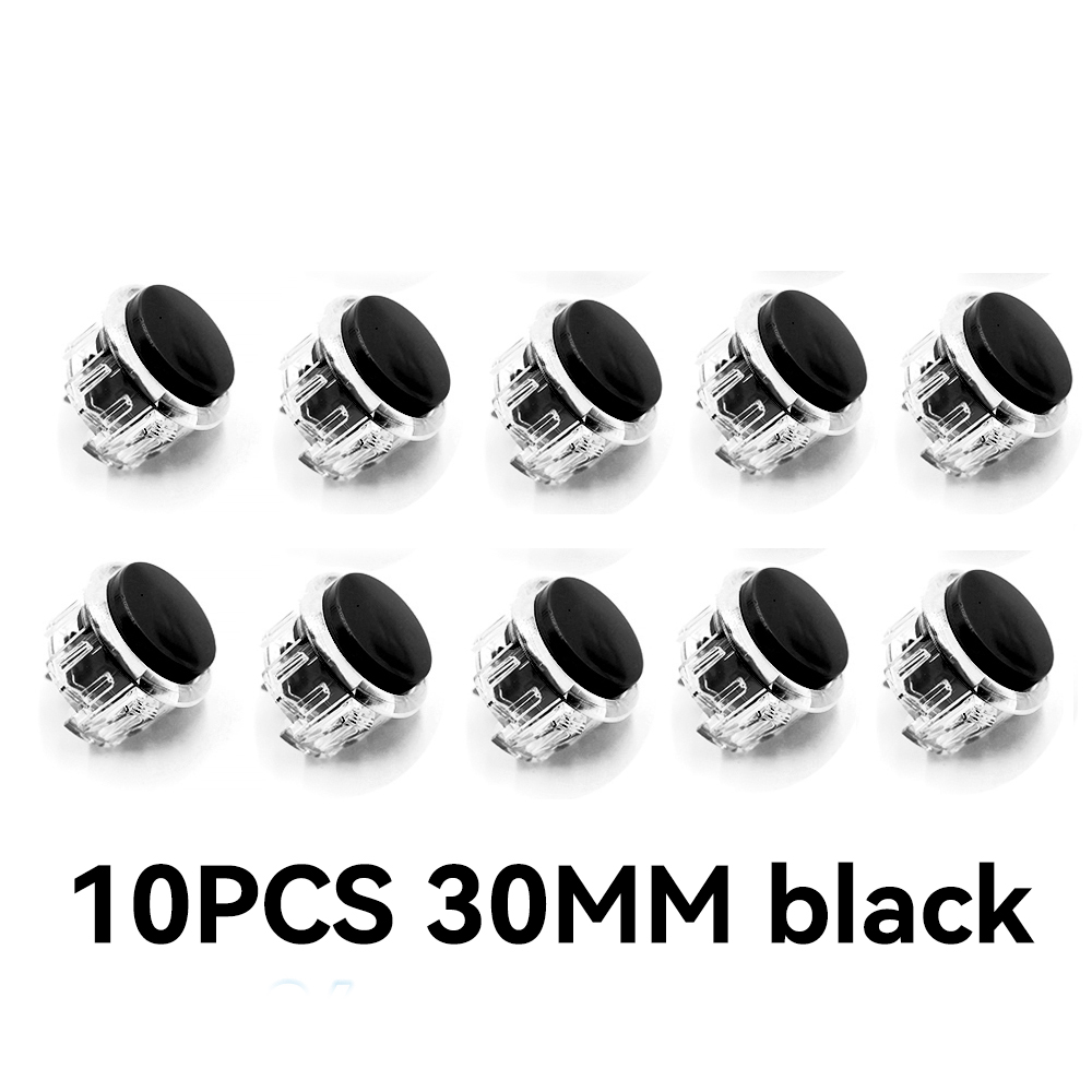 10 pçs 24mm 30mm botão interruptor de partida do jogo para copiar caixa sanwa máquina jogo arcade joystick console zero atraso placa diy: Preto