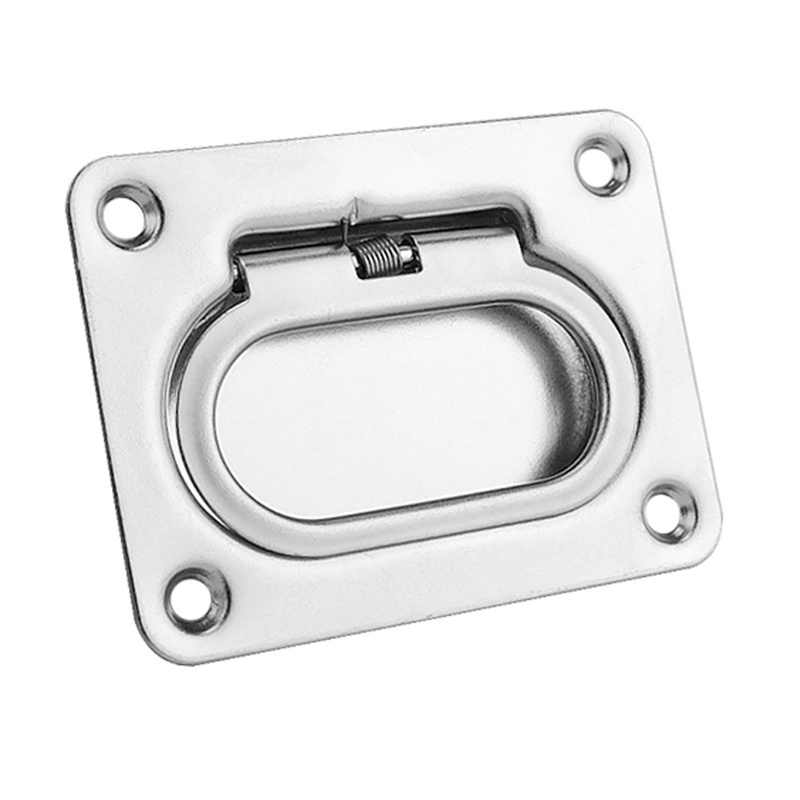 Rectangular Recessed Hatch Spring Loaded Lifting Ring for Powerboat and Sailboat Decks Recessed Pull Ring