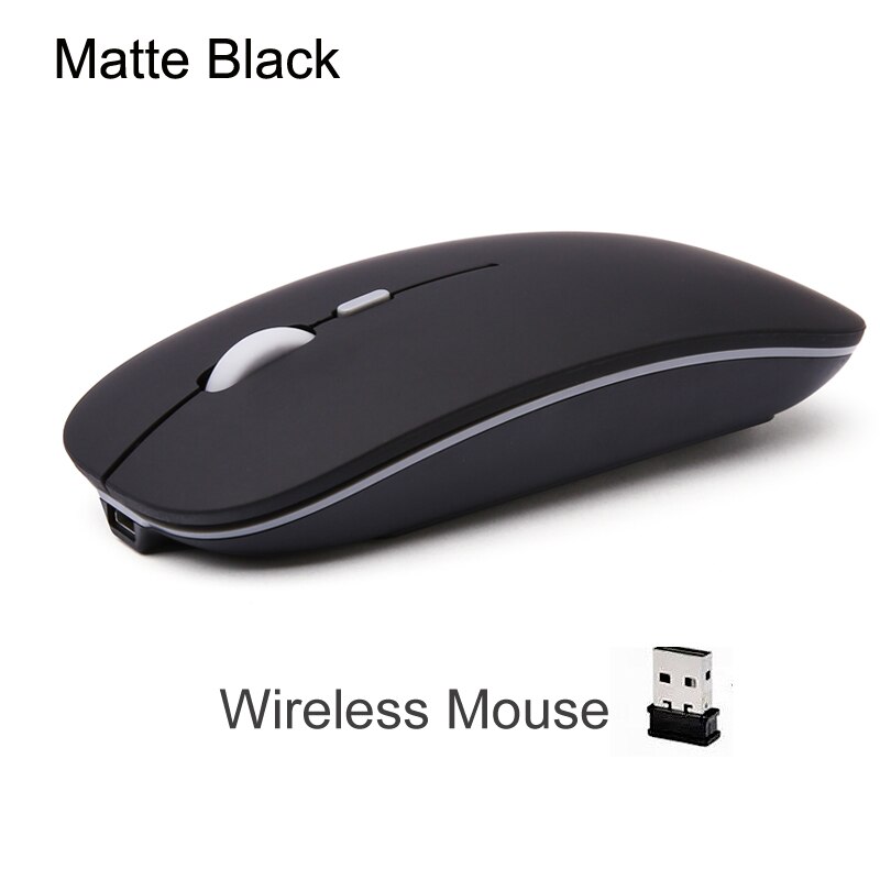 Rechargeable Optical Wireless Mouse Slient Button Ultra Thin Mini Optical Ultrathin USB 2.4G Mice for Computer Laptop Computer: Wireless Matte Black