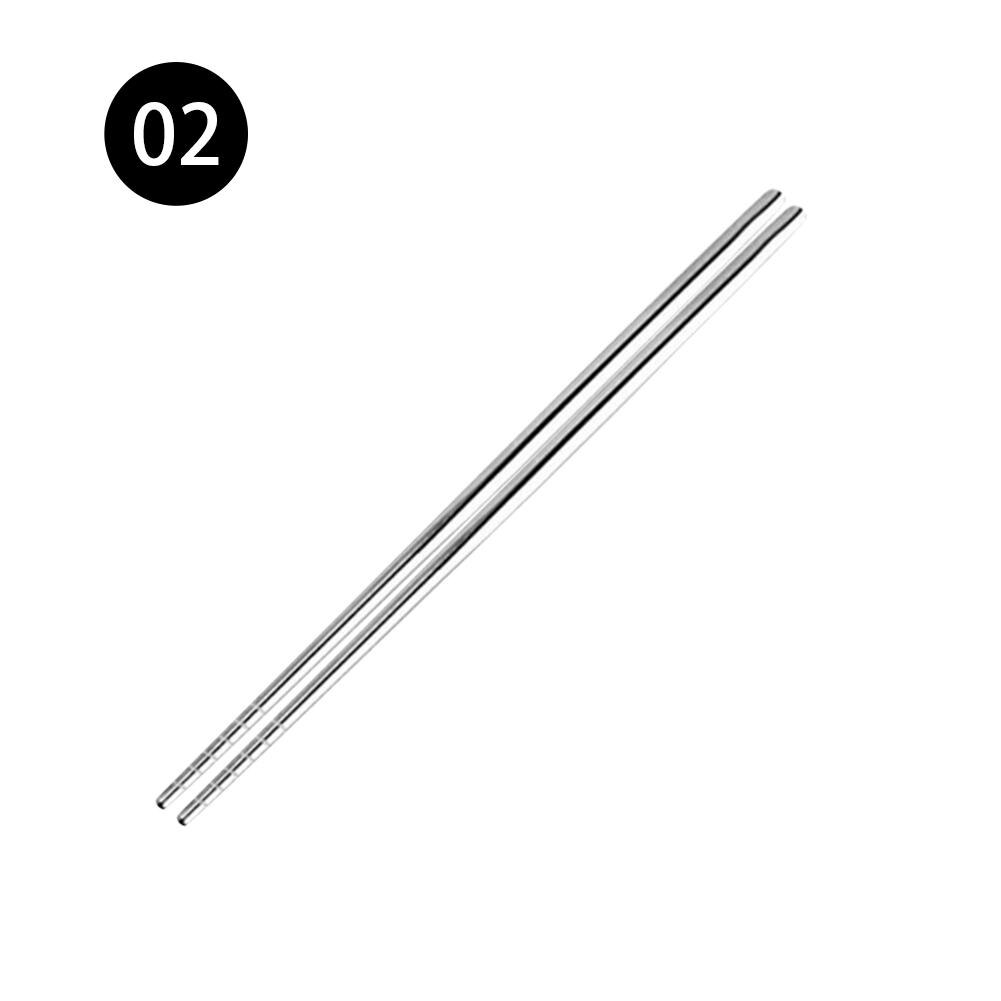 1 par spisepinner i rustfritt stål 22.5cm lengder hvite blomstermønstre matpinner bærbare gjenbrukbare kinesiske spisepinner: B