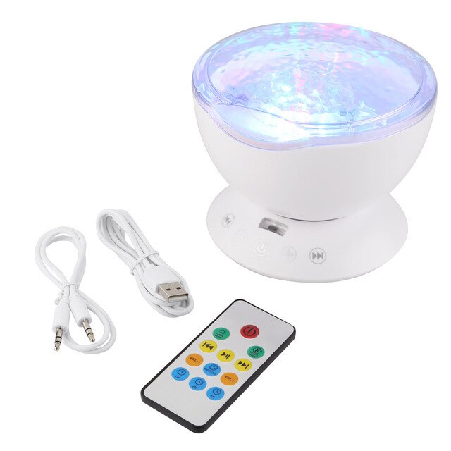 Novelty Luminous Toys Ocean Wave Starry Sky Aurora LED Night Light Projector Lamp USB Nightlight Illusion Baby Sleep Appease: White