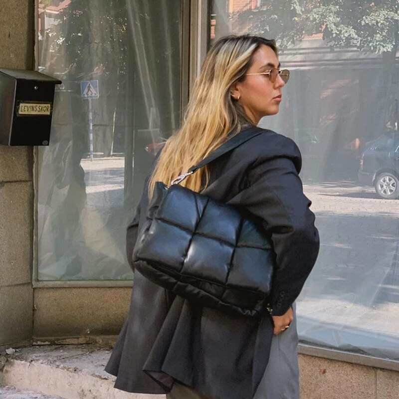 Gewatteerde spons zachte groene tas dames puff casual ruimte bale dons veren gewatteerde crossbodytas voor dames ruimte katoen