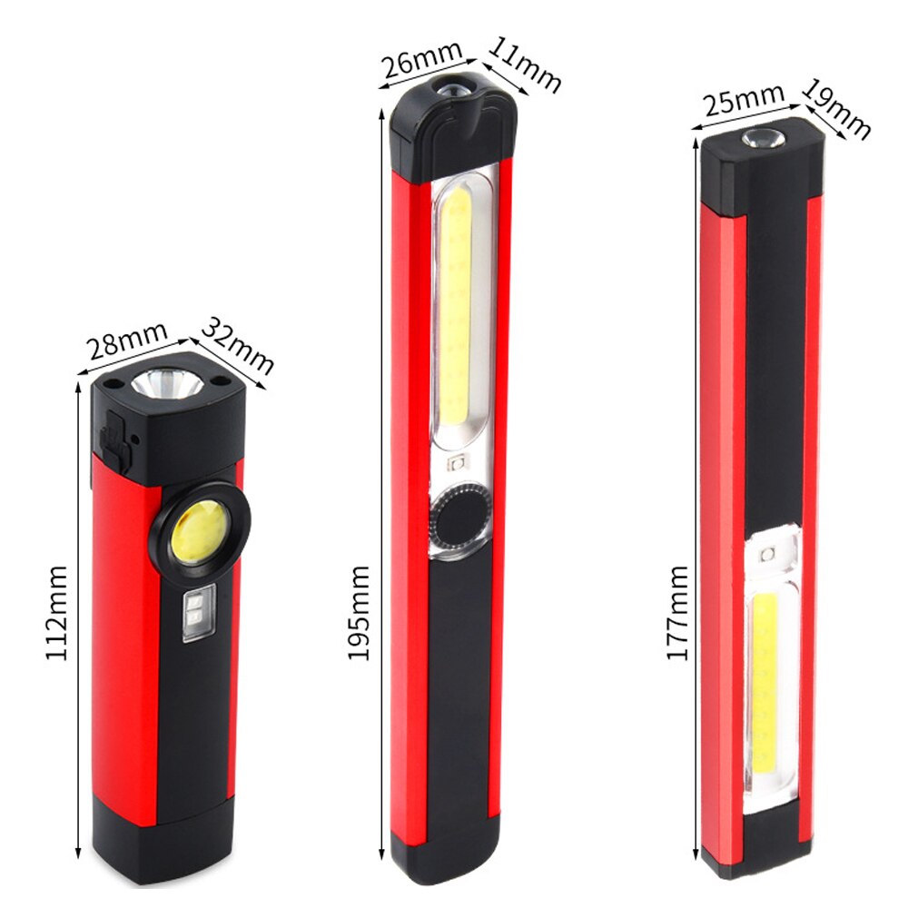 Cob draagbare zaklamp, witte uv led inspectielamp, usb oplaadbare werklamp, waterdichte kampeertentlantaarn