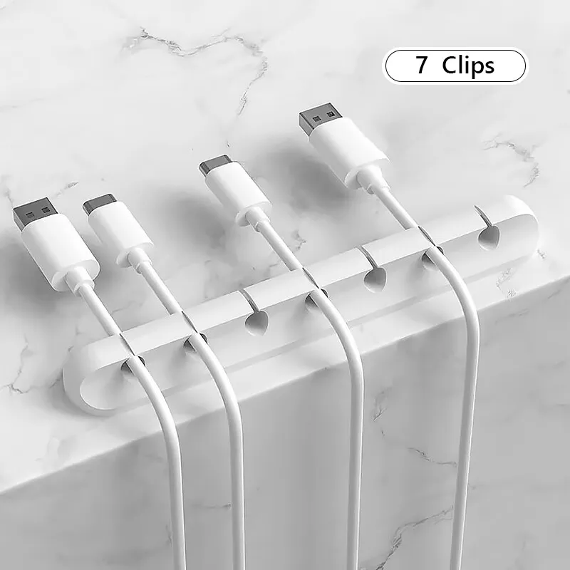 Cable Organizer Silicone Cable Clips Cable Management Cable Winder Desktop Tidy Manager Mobile Phone Data Cable Organizer: green