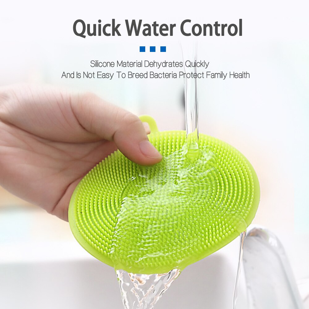 XYj 6PCs/Pack Silicone Dish Washing Sponge Scrubber Cleaning Brush Scouring Pad Dish Pot Cleaner Hand Protector Kitchen Washing