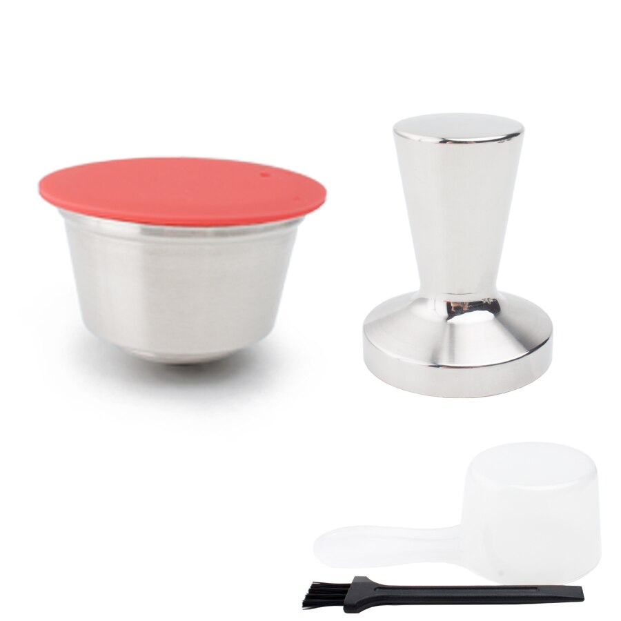 Cápsula reutilizable apto para cafetera Dolce Gusto color rojo/Cápsula de metal de acero inoxidable: 1capsule 1 tamper
