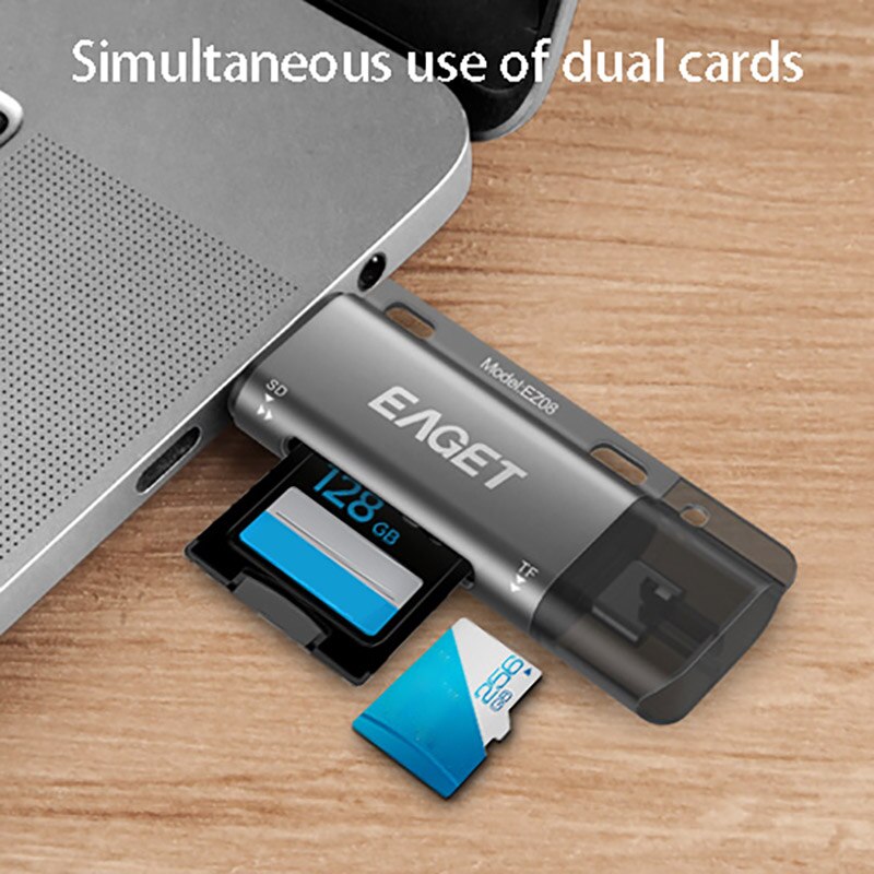 Eaget EZ08 Kaartlezer, type-C Micro-Usb Usb 3.0 Otg Hoge Snelheid Geheugenkaart Draagbare Multi-Functie Met Voor Sd/Tf Card Slot