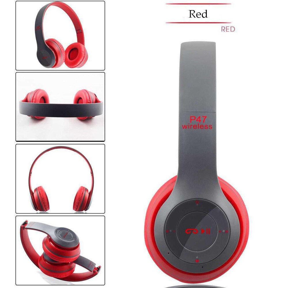 Draadloze Hoofdtelefoon Bluetooth Koptelefoon 5.0 Foldablel 3D Bass Stereo Ruisonderdrukking Gaming Headset/Microfoon Voor Mobiele Xiaomi Iphone: Rood