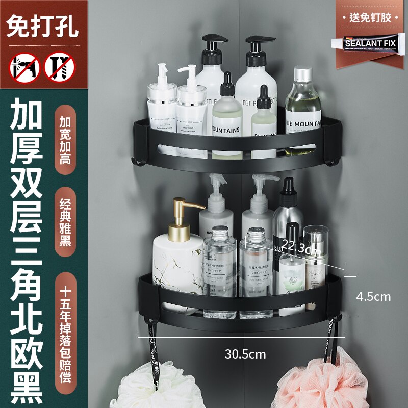Ruimte Aluminium Punch-Gratis Badkamer Plank Badkamer Hoek Hoek Rek Muur Opknoping Nail-Gratis Driehoek Mand