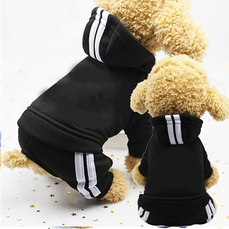 Adidog Dog Clothes Thick Overalls for Dogs Winter Pet Dog Clothes for Small Dogs Puppy Jumpsuit Cat Clothing Tracksuit for York: L / black