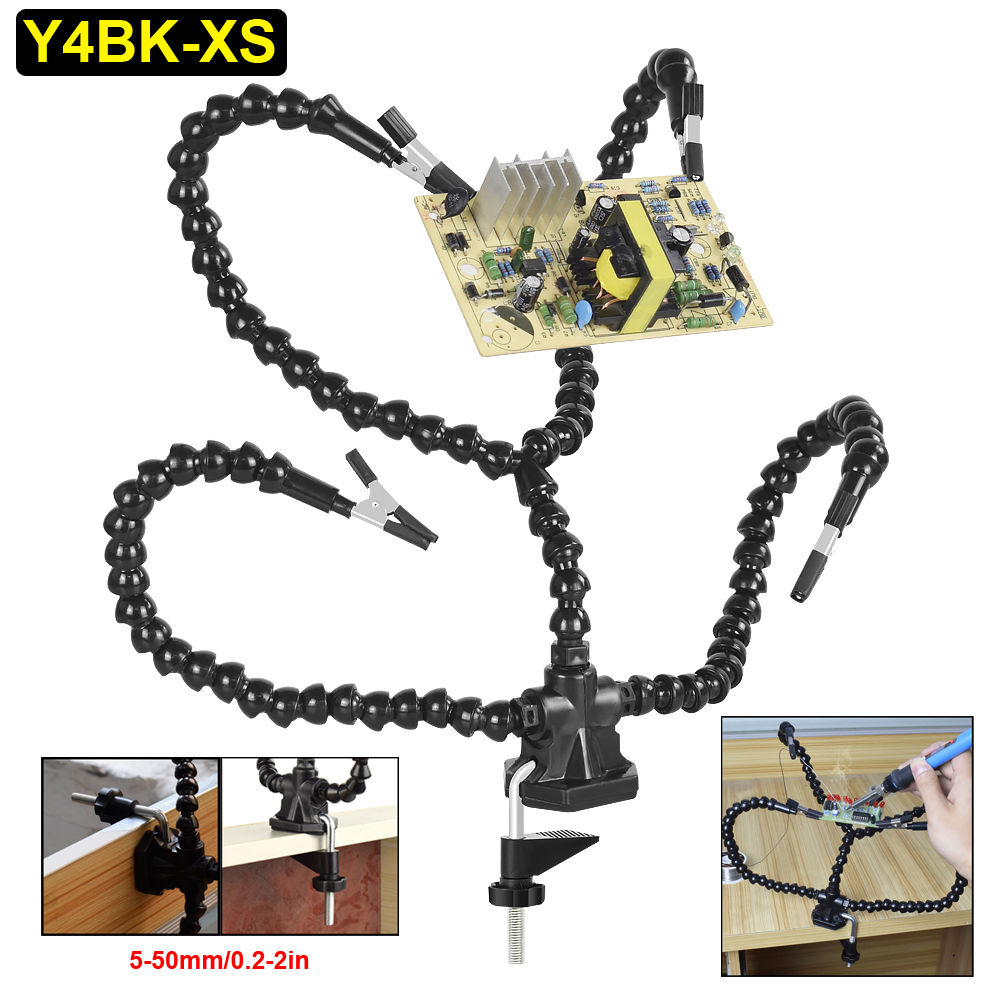 NEWACALOX Helping Hands Third Hand Soldering Tool PCB Holder Vise Table Clamp Solder Stand for PCB Repair Jewelry Crafts: Silver