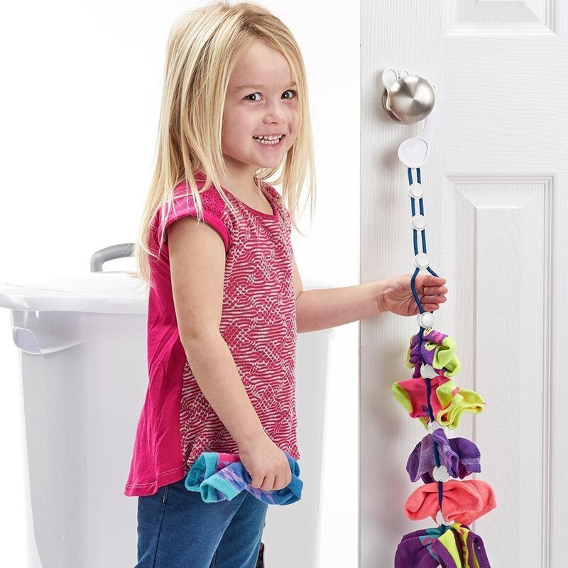 Socks Storage Organizer Sock Adjustable Non-slip Hanging Rope Hook Clips Sock Cleaning Aid Tool Socks Drying Hanger Clothesline