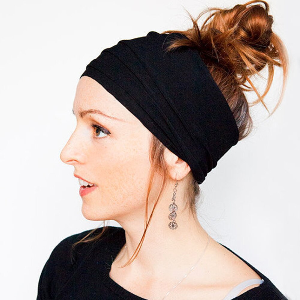 Non-Slip Elastische Vouw Yoga Hoofdband Stretch Haarband Vrouwen Wide Headwrap Effen Kleur Yoga Gym Energie Kleine Decor