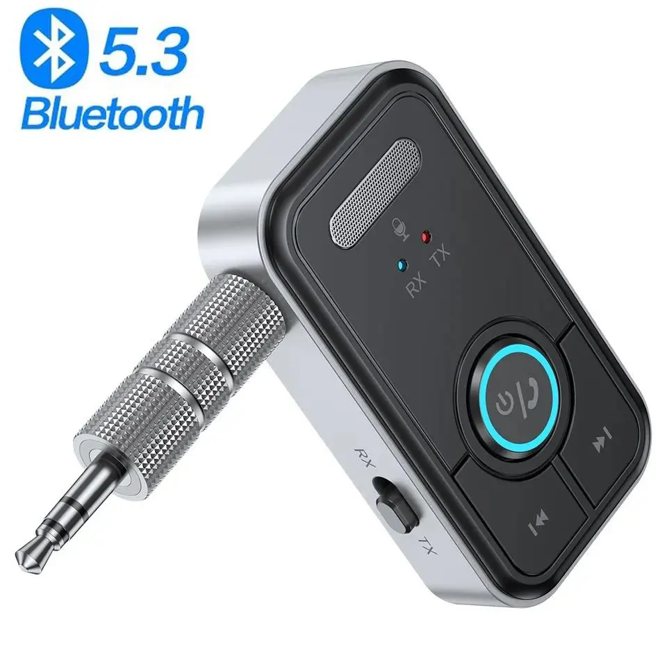 Bluetooth 5.3 Transmitter Receiver Adapter Wireless Audio For Car Music Headphone Speaker 3.5mm Jack AUX Wireless Audio Adapter: black