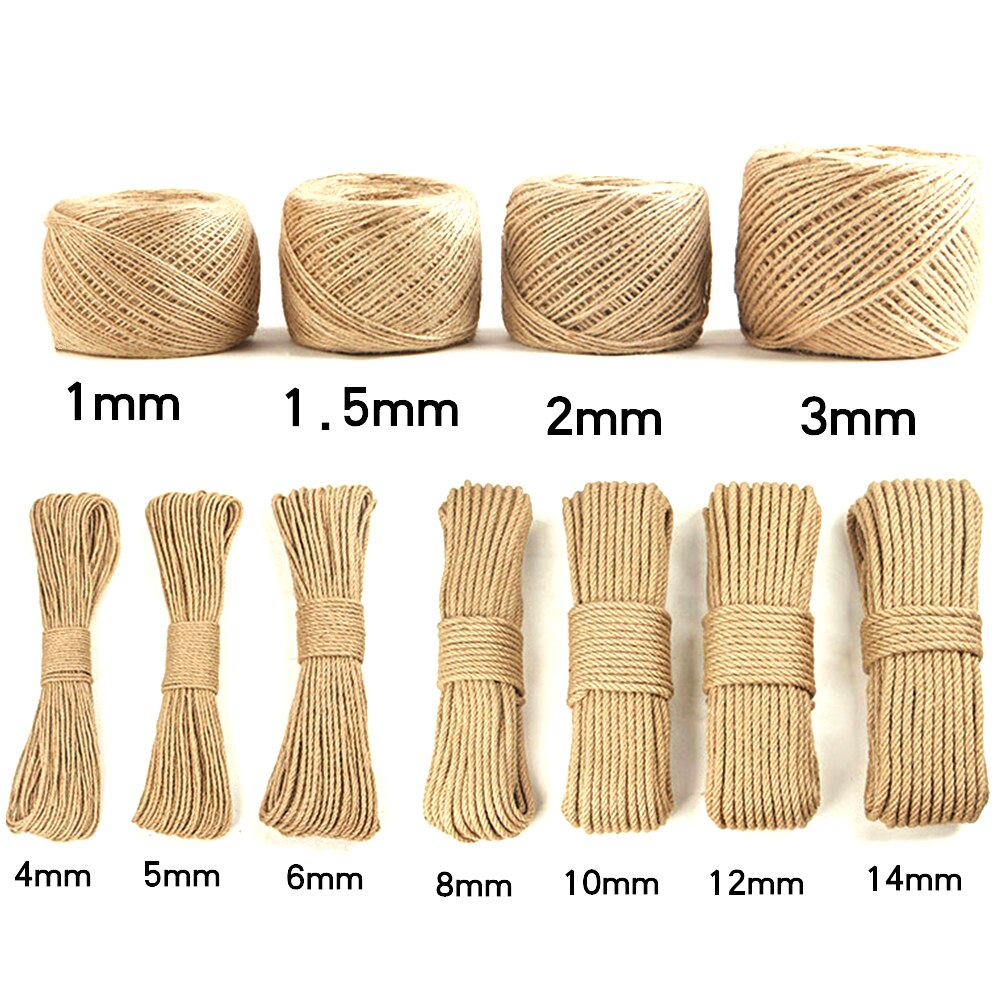 1-20mm Jute corde cordes bricolage main corde artisanat naturel décoration Tag corde attaché Jute rouleau