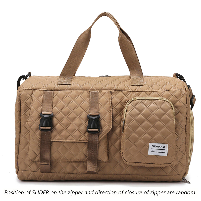 Duurzame nylon reistas, draagbare sporttas voor overnachtingstapjes Schoudertas voor trainingstas, ruime argyle: Khaki
