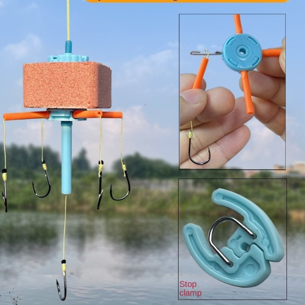 String Hook Fishing Bait Cage Carbon Steel Anti Winding Line Group Feeder Sinker Five Hook Bighead Carp Specific