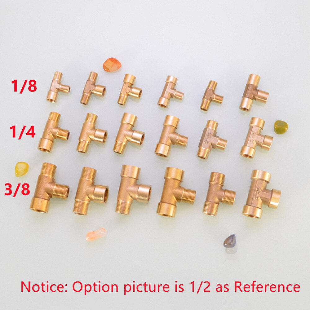 Encanamento pneumático encaixe de tubulação bronze macho/fêmea rosca 1/8 "1/4" 3/8 "1/2" bsp tipo t acessórios cobre água óleo gás adaptador