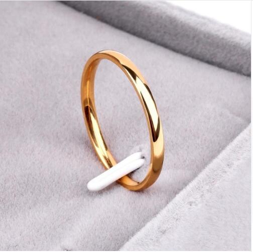 Jeemango Titanium Staal Rose Goud Anti-Allergie Gladde Eenvoudige Engagement Wedding Koppels Ringen Voor Vrouw Meisjes Anneau JR19161: 5 / Gold