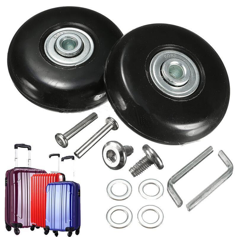 Black 2 Set Luggage Bag Parts Accessories Luggage Suitcase Replacement Wheels Repair OD 50mm Axles Deluxe