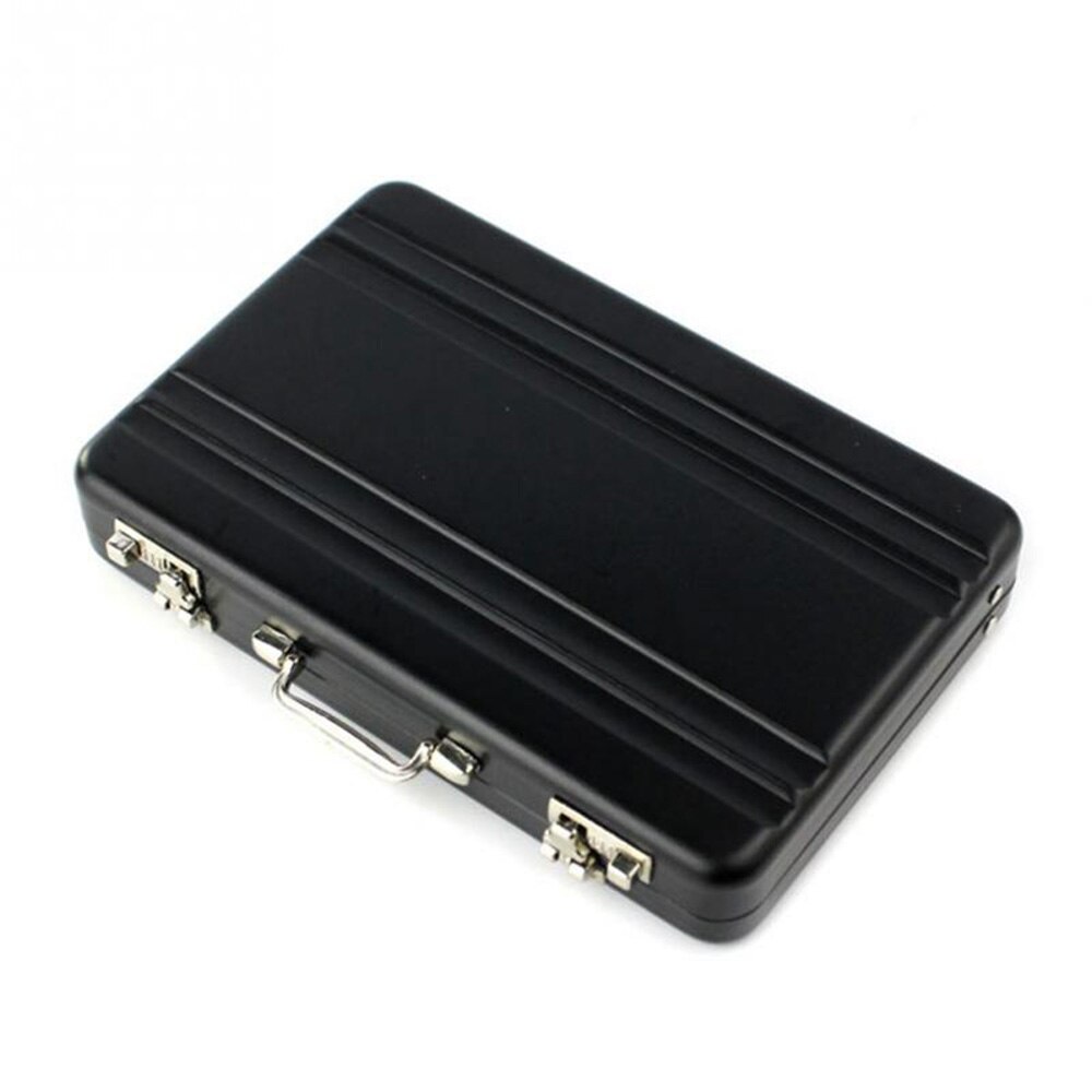 Metal Business ID Credit Card Holder Mini Suitcase Bank Card Holder Box Case: Black