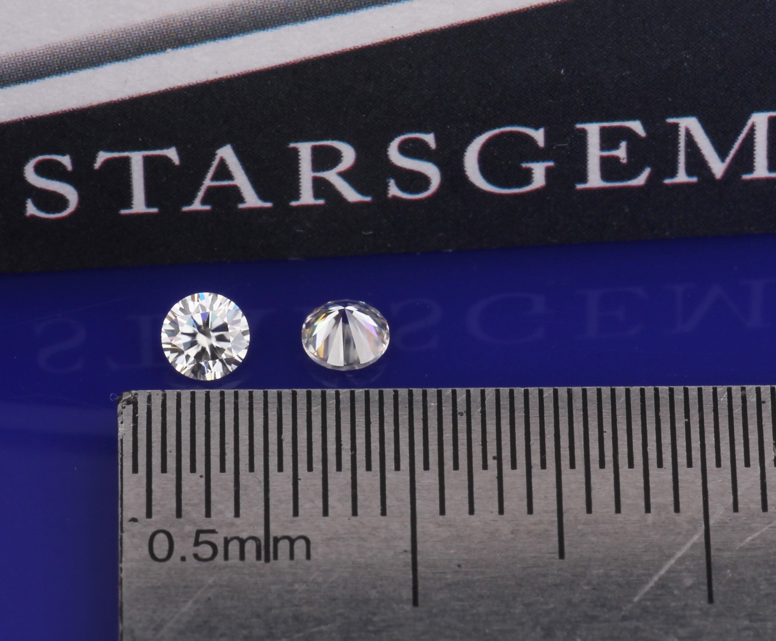 STARSGEM Super blanc 3mm 0.1ct rond brillant coupe Mossanite Test possibles perles de Mossanite pour bijoux