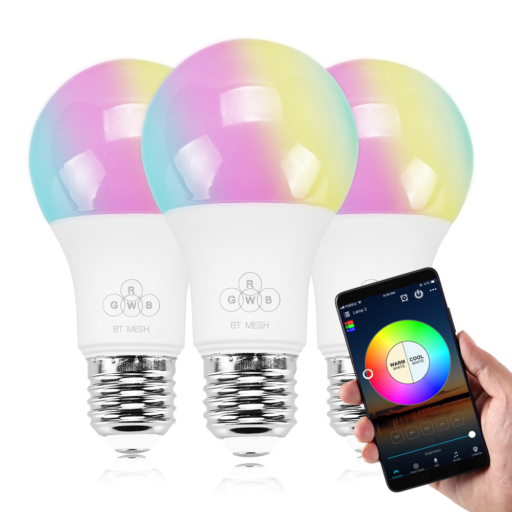 4.5 W E27 LED Lamp RGB + Warm wit Bluetooth App controle Dimbare LED Gloeilamp RGBW Kleur veranderlijk voor party Home decor 85-265 V