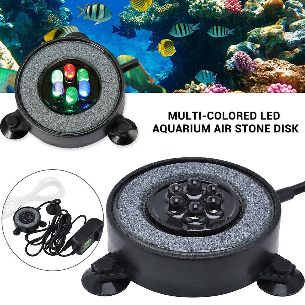 Luz LED redonda de burbujas de aire, luz sumergible para tanque de peces, cambio de Color, acuario con burbujas de aire, lámpara, herramientas de aireación