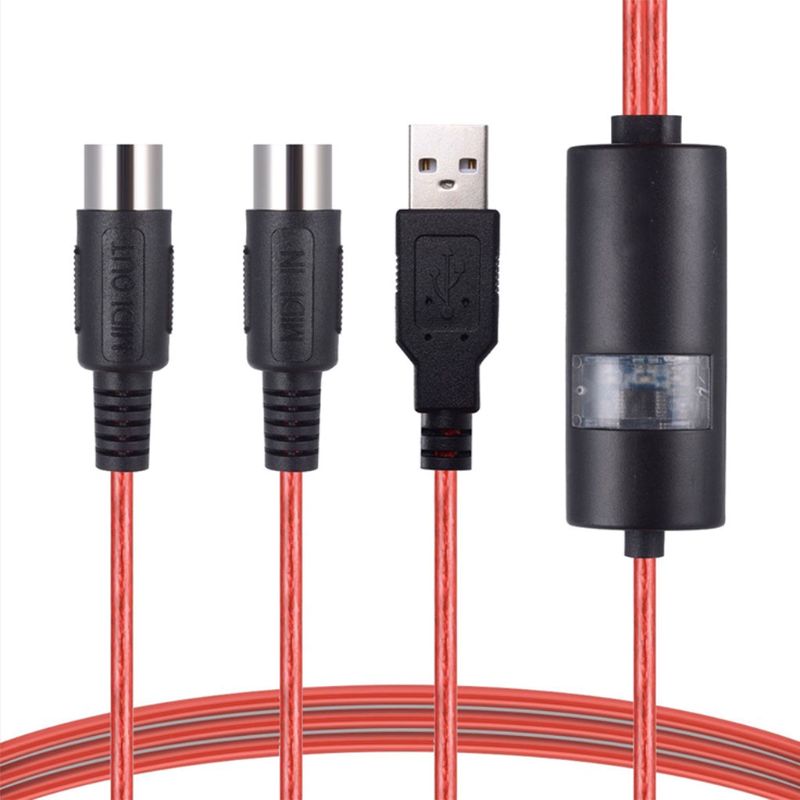 Electric USB Drum To 2 MIDI Interface Adapter Cable Converter For PC Mac iOS Windows Music Piano Keyboard Synth Adapter Cord